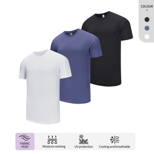 เสื้อยืดกีฬาผู้ชาย น้ำหนักเบา คอกลม แห้งเร็ว ระบายอากาศได้ดี ผ้าฝ้าย 100% โพลีเอสเตอร์ 100% ทรงหลวม แขนสั้น - Product Image 2