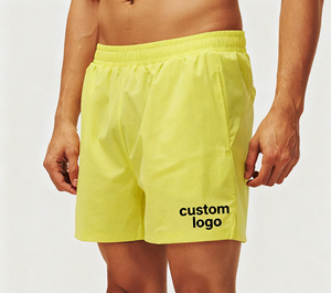 Shorts pour hommes à taille élastique, décontractés, respirants, légers, avec logo personnalisé sur le devant, fermeture à cordon, OEM ODM, vente en gros - Product Image 1