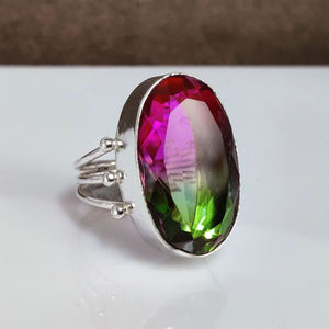 Watermelon Tourmaline <b>Ring</b> <b>925</b> Sterling <b>Silver</b> Gemstone Jewelry Tourmaline <b>Ring</b> Handmade Gift <b>Ring</b> for Her - Product Image 3