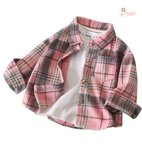 Chemise à carreaux de haute qualité pour garçons, enfants, logo personnalisable ODM, manches longues, col rond, décontractée, unisexe, tricotée, 100% coton - Product Image 1