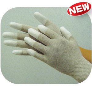 Gants antistatiques ESD en fil de cuivre conducteur et enduits de PU avec paume antidérapante et poignet en tricot - Product Image 2