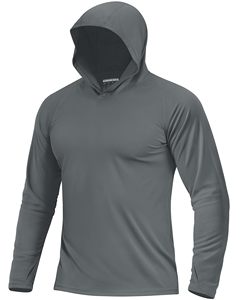 Men's Performance Fishing Performance Sun Shirt UPF 50+ Hooded Quick-Dry Outdoor Wear Breathable Cooling Fabric <b>With</b> <b>Thumbholes</b> - Product Image 1