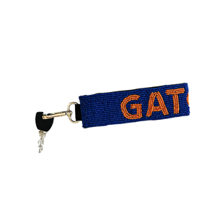 Blue Orange Football Fan Key GATORS Beaded Game Day Keychain <b>Wristlet</b> Fashion Adjustable Perfect Everyday Use Cheering Your Team - Product Image 1