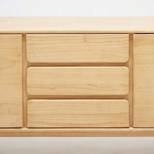 Buffet moderne minimaliste en teck massif, meuble de rangement pour salon, console en bois - Product Image 3