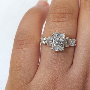 Gold Lab Grown Diamond IGI Certified Female Ring F Color Yellow 3CT Radiant Cut VS1 9KT 3GM 1CT Side Diamond Lab Grown Diamond - Product Image 1