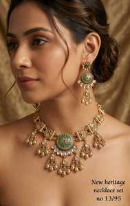 Gold Plated Bridal <b>Set</b> Choker <b>Necklace</b> Drop Earrings Tikka Ethnic Imitation <b>Pearl</b> Latest Designed High Quality Wedding - Product Image 2