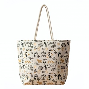Wholesale Fashion Letter Pattern <b>Medium</b> <b>Size</b> Cotton Canvas Tote <b>Bag</b> for Custom Printing Eco Friendly Reusable Shopping Carry <b>Bag</b> - Product Image 1