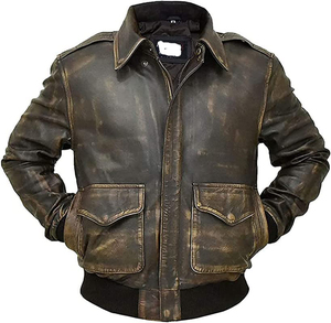 Men's Genuine <b>Leather</b> <b>Jacket</b> Moto Biker Style Zipper Closure Turn-down Collar Pockets Style Value To Money <b>Leather</b> <b>Jacket</b> - Product Image 2