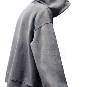 Sweat à capuche décontracté en molleton 100 % coton avec strass, écologique, idéal pour un style quotidien et la mode urbaine - Product Image 2