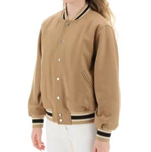 Chaqueta Varsity Unisex Color Caqui, Informal, de Poliéster, con Cuello Camisero y Cierre de Botones, para Otoño - Product Image 6