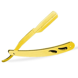 Custom Wooden Straight Edge Razor Gold Stainless Steel Folding <b>Barber</b> Shaving Razor for Men OEM Private Label - Product Image 1