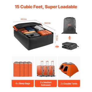 Bolsa de Equipaje para Techo de Coche 100% Impermeable, Resistente, de PVC 840D, 15 Pies Cúbicos, Caja Portaequipajes para Techo de Coche - Product Image 3