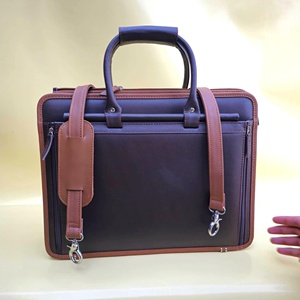 Bolso para portátil de cuero OEM, el más vendido, para uso empresarial, teñido liso, estilo casual de fábrica, con múltiples bolsillos. - Product Image 3