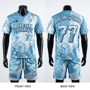 Ensemble de maillot de football en mesh polyester premium 180 GSM, bleu turquoise et noir, avec empiècements contrastés, sublimation, logo personnalisé pour homme - Product Image 2