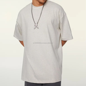 เสื้อยืด100% ผ้าฝ้ายถักลายโอเวอร์ไซส์สำหรับผู้ชายทรงหลวมผ้าถักลายตามสั่งจากผ้าฝ้าย345แกรม - Product Image 3