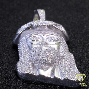 Colgante de lujo con la cara de Jesucristo en moissanita, elaborado en plata de ley 925, estilo hip hop, collar religioso para hombres y mujeres. - Product Image 5