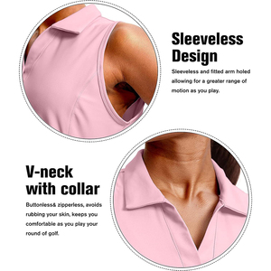 Chemise de golf sans manches pour femmes, impression numérique de haute qualité, demi-zip, respirante, confortable, tissu jersey tricoté, séchage rapide - Product Image 5