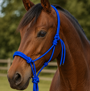 Cabezada ecuestre cómoda y ajustable de cuerda trenzada de nailon para caballo, halter de cuero genuino con cintura alta - Product Image 6