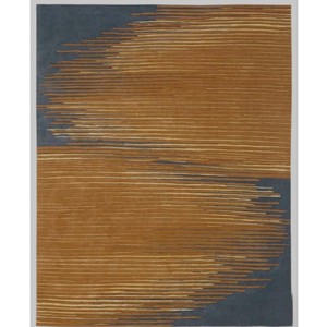 Tapis en laine bleu et or fait main, tapis moderne abstrait, tapis artisanal tufté à la main, tapis de sol de luxe pour salon, décoration de luxe - Product Image 2
