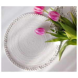Woven Jute Cotton and Fabric Table Mat Heat Resistant Non-Slip Rattan <b>Placemats</b> Durable <b>Placemats</b> for Home Dining <b>Round</b> <b>Placemat</b> - Product Image 4