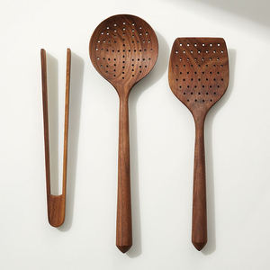 Ensemble d'ustensiles de cuisine en bois de qualité supérieure, cuillères et spatules antiadhésives, écologiques, fabriquées à la main, pour un usage domestique, meilleur prix - Product Image 3