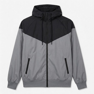 Blouson Bomber Homme Color Block à Capuche Coupe-Vent avec Fermeture Éclair – Vêtement d'Hiver Sportif Gris et Noir en Polyester – Fermeture Frontale Rapide - Product Image 3
