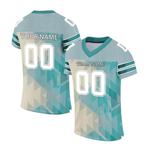 Custom American Football Jersey Men's V-Neck Short Sleeve Sublimated Mesh Breathable Geometric Print Team <b>Name</b> Number 00 - Product Image 1
