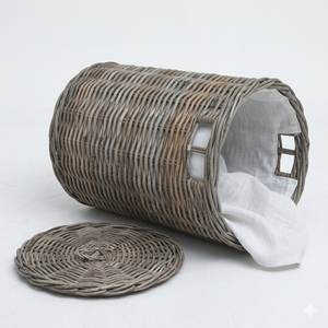 Wholesale Wicker Laundry <b>Basket</b> Round Eco friendly Rattan Storage Bin for Hotel & Resort Handwoven Dirty Clothes Organizer - Product Image 3