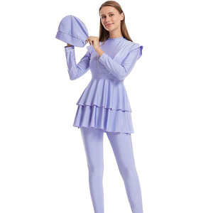 Traje de Baño Deportivo de Dos Piezas para Mujer, Burkini de Secado Rápido, Corte Alto, Estampado, Profesional, con Protección Solar para Surf - Product Image 1