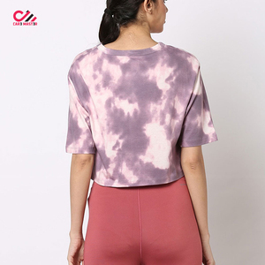 Camiseta Corta de Mujer CARE MASTER, Tie Dye, Cuello Redondo, Manga Corta, Ajuste Holgado, Tejido Transpirable, Informal, para Primavera/Verano - Product Image 2