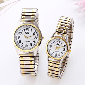 Montre à quartz classique à grand cadran avec bracelet élastique 3897, montres pour hommes et femmes, montre de couple tendance - Product Image 4