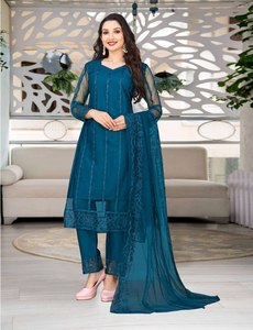 Damen Creme Besticktes Vali-Motij Schweres Reines Asam-Seide Traditionelles Indisch-Pakistanisches Bodenlange Kurta-Set Regular Fit Casual - Product Image 4