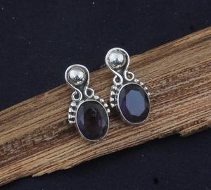 <b>Amethyst</b> Oval Cut Stone Silver <b>Earrings</b> Handmade Dangle <b>Earrings</b> Elegant Jewelry Gift For Women Wife - Product Image 6