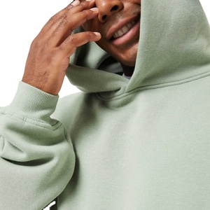 Hombros caídos Jersey Escote cruzado Acanalado Dobladillo Puños Polvo Verde Sudadera con capucha de gran tamaño 80% Algodón 20% Poliéster Impreso 80% - Product Image 5