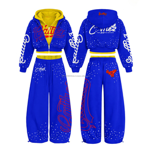 Conjunto de Sudadera con Capucha Corta con Cremallera, Estilo Oversize, Hombro Caído, Bordado, Lavado a la Piedra, con Diseño 'Fighting Ant Custom', de Alto Gramaje 500gsm y Detalles en Piedra Preciosa - Product Image 6