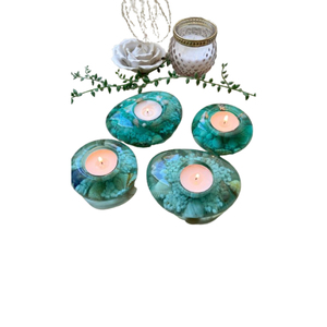 Support de bougie en résine marbrée bleue en forme de lotus, élégant support pour bougie chauffe-plat en forme de fleur pour décoration moderne de la maison, centre de table de mariage en promotion - Product Image 2