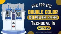 TechDual-IN Nouvelle machine de moulage de semelles de chaussures en PVC bicolore à composants de moteur de pointe, contrôlée par PLC, force de serrage de 125 tonnes