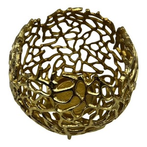 Support décoratif pour bougie, design creux en métal doré, diamètre 8 cm, résistant à la chaleur, décoration pour la maison - Product Image 5