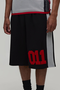 Men's Basketball Jersey Set White Red 011 <b>Mesh</b> Breathable Sporty Summer Knitted V-Neck Tank <b>Top</b> Shorts Digital Printed OEM - Product Image 2
