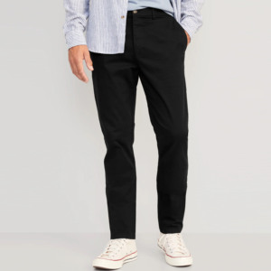 Men's Black Straight Fit Polyester Oxford <b>Trousers</b> Casual Mid Waist Button Fly Flat Front Woven Fabric <b>Summer</b> Lightweight - Product Image 4