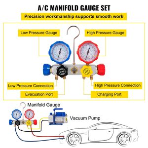 Pompa per sistemi di raffreddamento HVAC A/C monostadio da 4.8CFM 1/4 HP con kit manometri per vuoto assoluto 5PA per R410A R134A R22 - Ricambi HVAC - Product Image 4