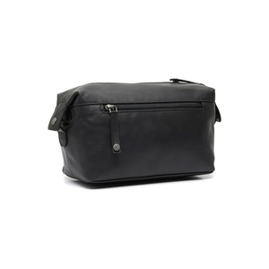 Minimalist Black Leather Toiletry <b>Bag</b> Rectangle Shape Portable <b>Storage</b> <b>Bag</b> for Travel Use - Product Image 1