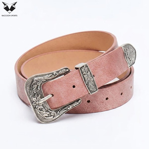 Ceinture en cuir PU rose et noir de style occidental avec boucle argentée pour femme – Dernière tendance en accessoires de mode - Product Image 5