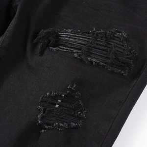 Non-ripped Denim Straight-leg <b>Jeans</b> for Men <b>Elastic</b> Stock Stonewashed Hip Hop Streetwear Fashion - Product Image 4