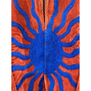 Hand Embroidered Velvet Cotton Jacket <b>Women</b> Mandarin Collar Full Sleeve Autumn Winter Bohemian Eye Pattern Open Front <b>Coat</b> - Product Image 4