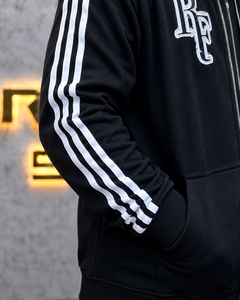 Men's <b>Black</b> Hooded <b>Zip</b>-<b>Up</b> Sweatshirt Regular Fit Streetwear FRENCH TERRY Letter Print Front Zipper Style Embroidery <b>Hoodie</b> - Product Image 4