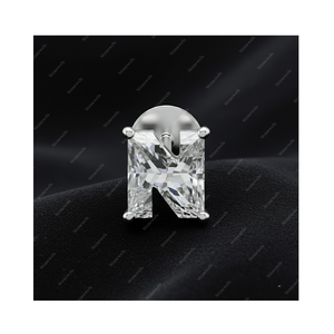 Pendientes de Plata de Ley 925 con Letra Inicial N de Diamante Cultivado en Laboratorio con Certificación GIA IGI, DEF VVS VS, Regalo para Él y Ella - Product Image 1