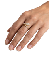 Anillo Ajustable de Oro Sólido de 10K, 14K, 18K con Diseño de Serpiente de Dos Cabezas, con Diamantes Pavé de Color DEF y Claridad VS VVS