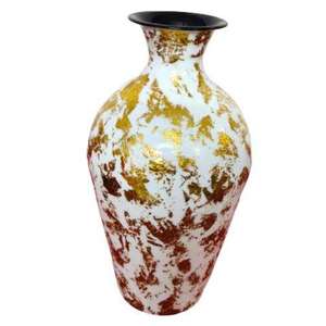 Vase de table en métal de qualité supérieure à finition brillante avec texture martelée, design rond moderne pour l'affichage floral, pot à fleurs - Product Image 5