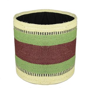 Handwoven Striped Jute <b>Basket</b> - Product Image 1